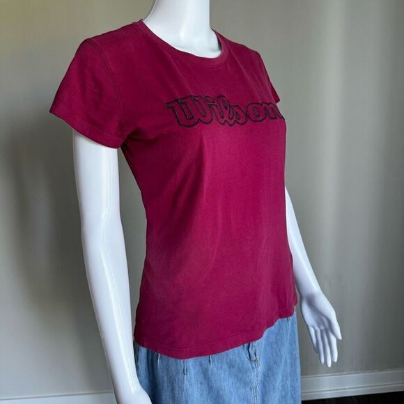 Wilson Athletic Women’s Burgundy Stitched Logo Baby Tee Size S - Picture 3 of 8